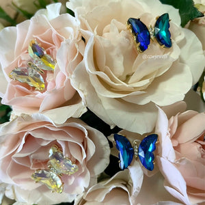 Blue 24K Cubic Zirconia Butterfly Earrings