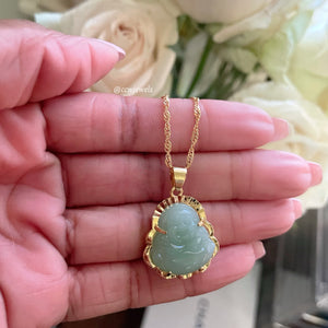 Aquamarine & Gold Buddha Necklace