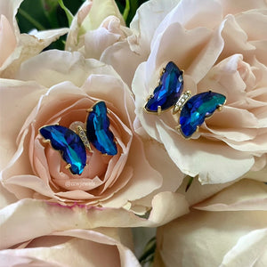 Blue 24K Cubic Zirconia Butterfly Earrings