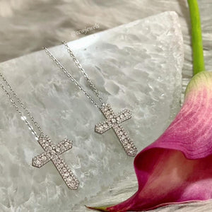 Classic Cross CZ Sterling Silver Necklace