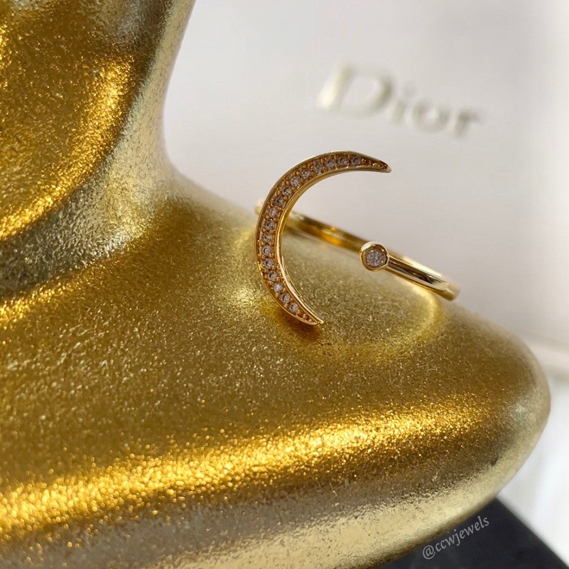 Crescent Moon 24K Cubic Zirconia Ring