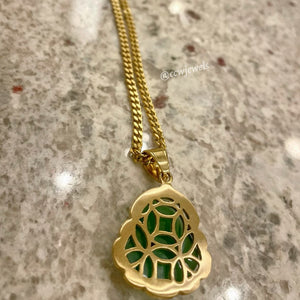 Cubic Zirconia Jade Buddha Necklace