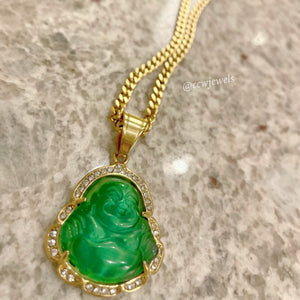 Cubic Zirconia Jade Buddha Necklace