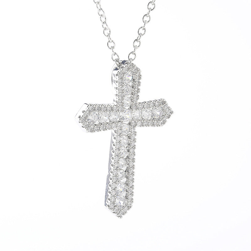 Classic Cross CZ Sterling Silver Necklace