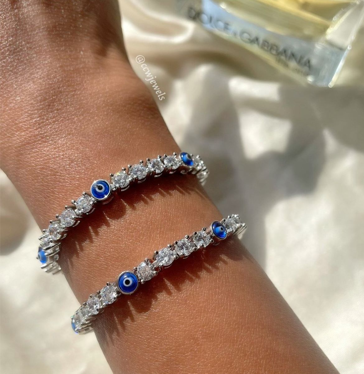 Evil Eye 18K Silver Diamond Tennis Bracelet