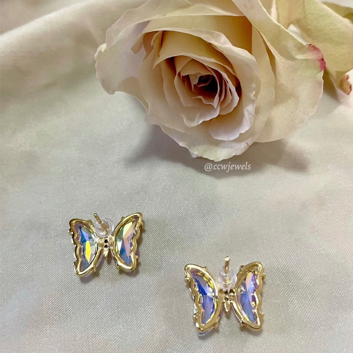 Over the Rainbow 24K Cubic Zirconia Butterfly Earrings