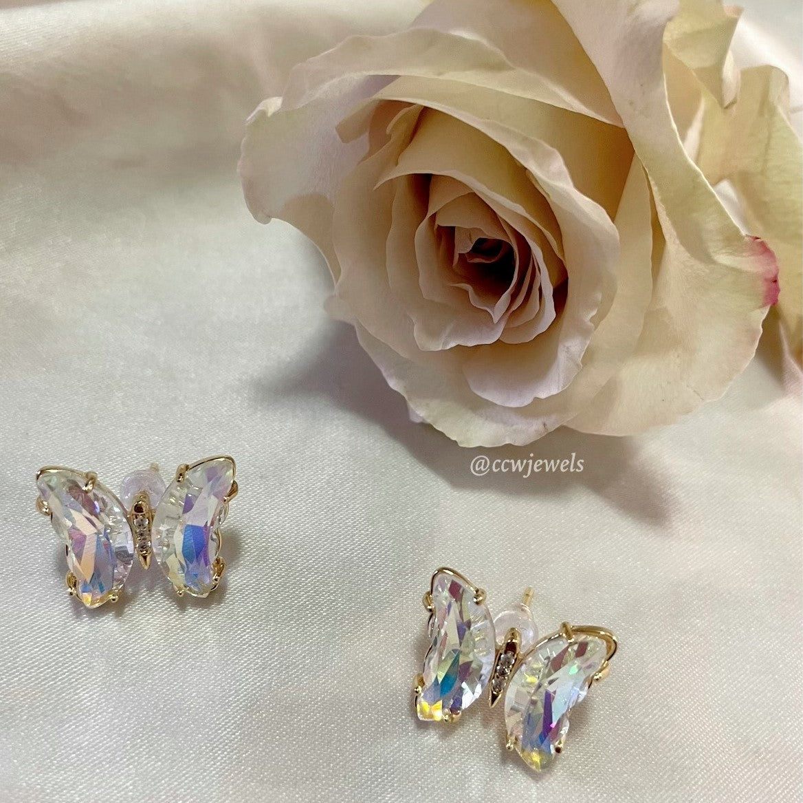 Over the Rainbow 24K Cubic Zirconia Butterfly Earrings