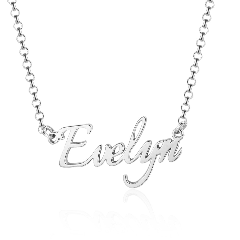 Evelyn Script Sterling Silver Custom Necklace