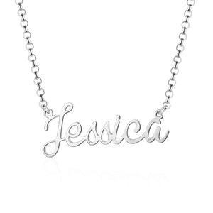 Jessica Script Custom Sterling Silver Necklace