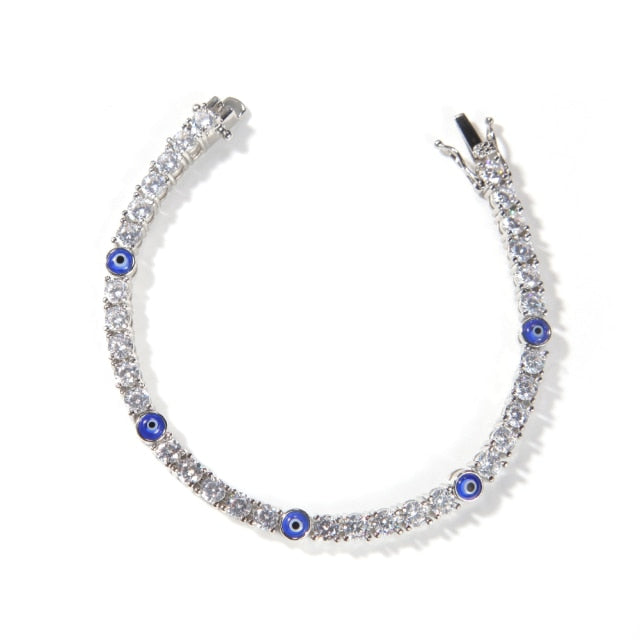 Evil Eye 18K Silver Diamond Tennis Bracelet